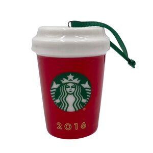 Starbucks Holiday 2016 Miniature Red Ceramic Coffee Cup Christmas Ornament